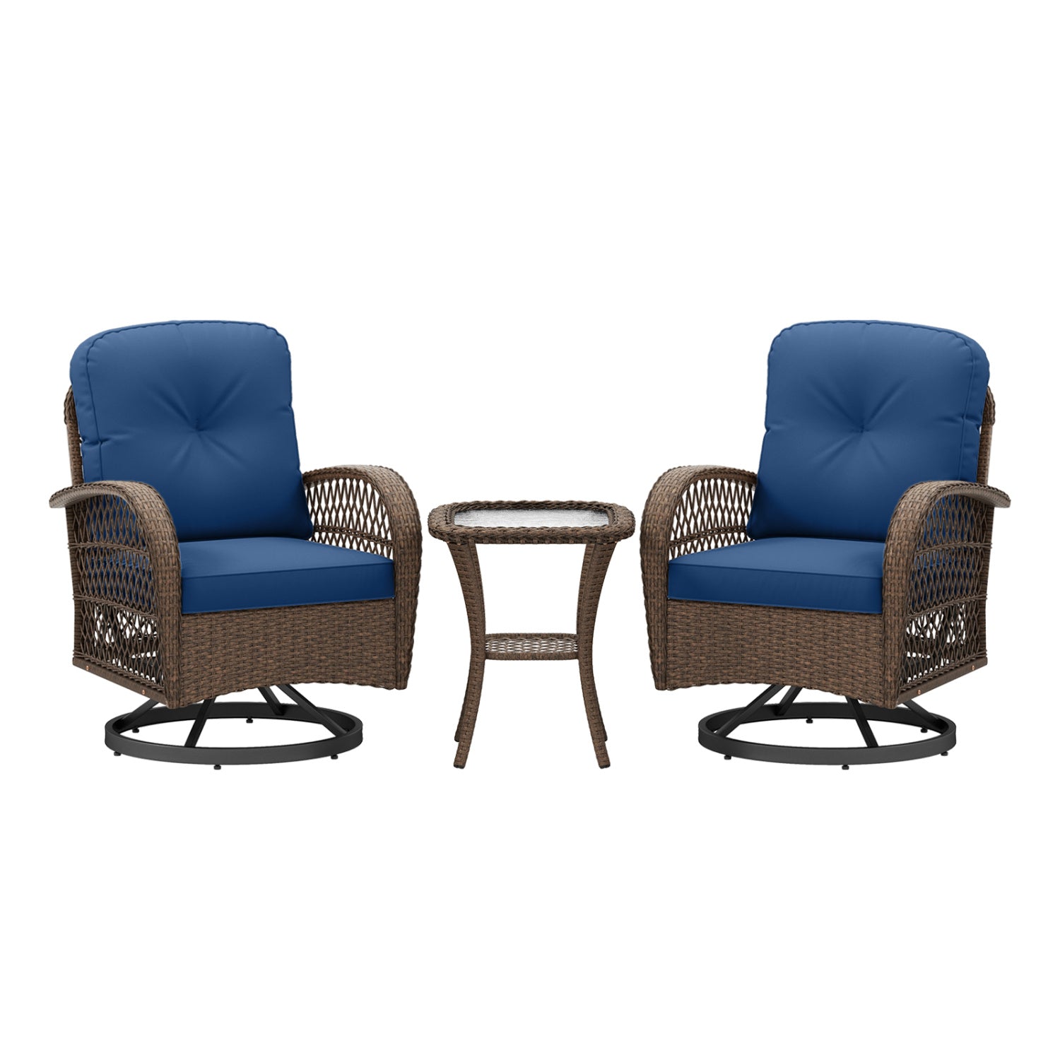 3-Piece Patio Swivel Rocker Set, Navy Patio Rocking Chairs & Gliders at Gallery Canada