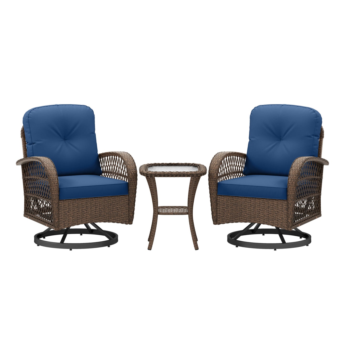 3-Piece Patio Swivel Rocker Set, Navy Patio Rocking Chairs & Gliders at Gallery Canada