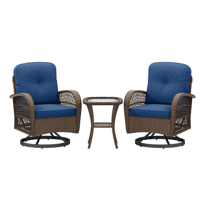 3-Piece Patio Swivel Rocker Set, Navy Patio Rocking Chairs & Gliders at Gallery Canada