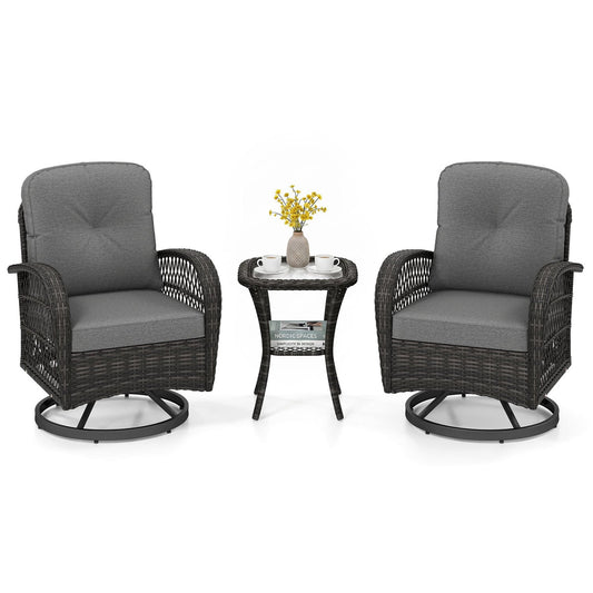 3 Piece Patio Swivel Rocker Set, Dark Gray Patio Rocking Chairs & Gliders Dark Gray at Gallery Canada