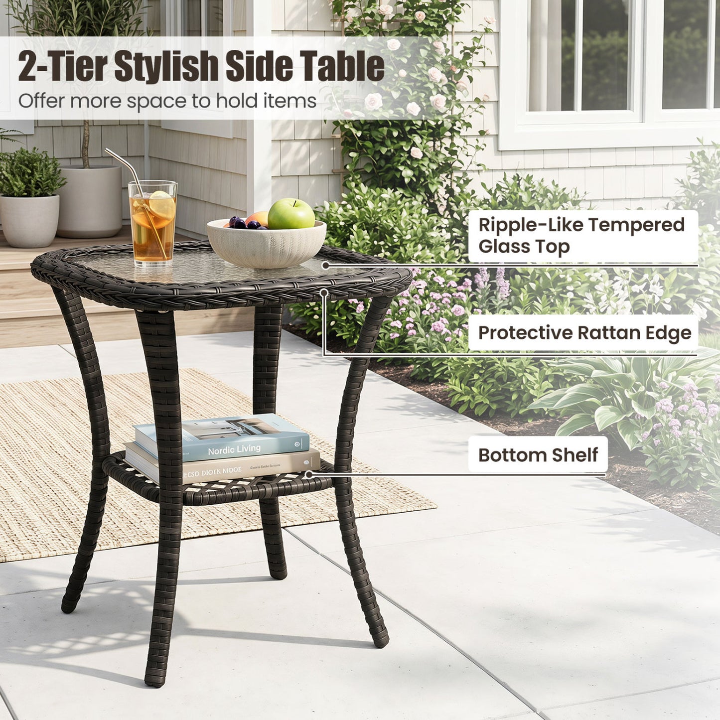 3 Piece Patio Swivel Rocker Set, Dark Gray