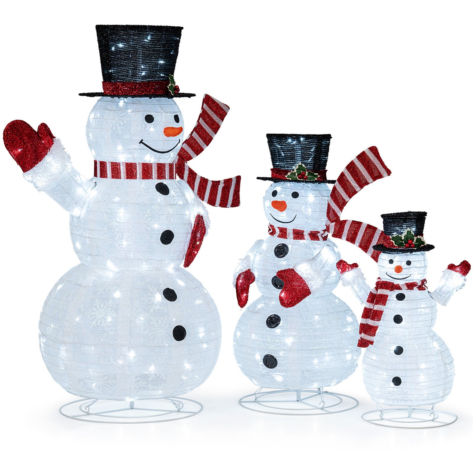 3-Piece Pre-Lit 3D Snowman Set with 270 LED Lights, Multicolor Christmas Decor & Accessories at Gallery Canada