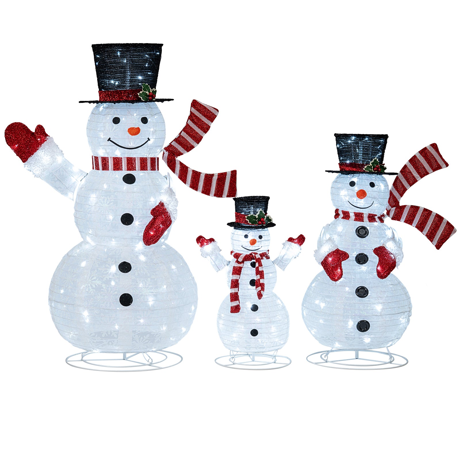 3-Piece Pre-Lit 3D Snowman Set, 270 LED Lights, Multicolor Christmas Decor & Accessories Multicolor at Gallery Canada