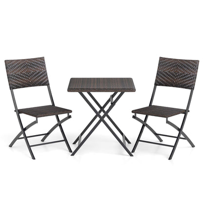 3 Piece Rattan Bistro Set Outdoor Folding Dining Table and Chairs with Wicker Seat Patio Conversation Sets at Gallery Canada