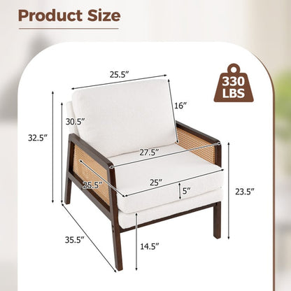 3-Piece Rattan Living Room Furniture Set with Tempered Glass Tabletop and Accent Chair Living Room at Gallery Canada