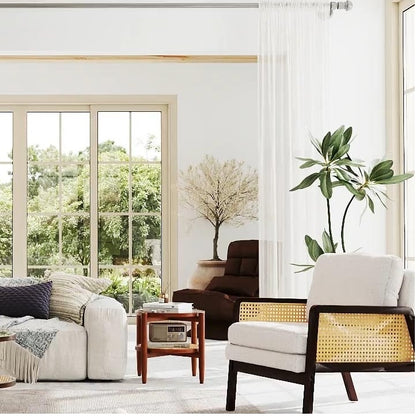 3-Piece Rattan Living Room Furniture Set with Tempered Glass Tabletop and Accent Chair Living Room at Gallery Canada