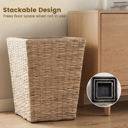3-Piece Rattan Planter Box Kit with Liners, Natural