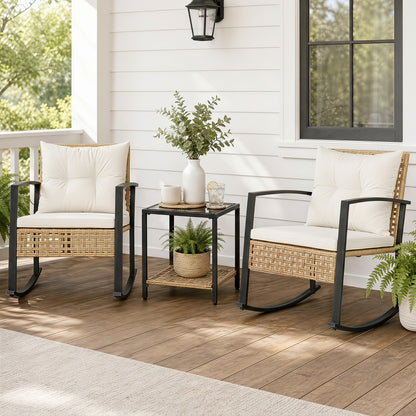 3-Piece Rattan Wicker Patio Conversation Set