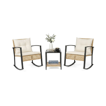 3-Piece Rattan Wicker Patio Conversation Set