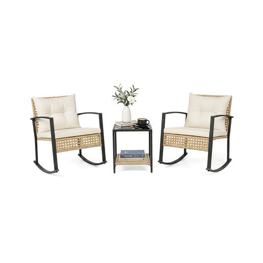 3-Piece Rattan Wicker Patio Conversation Set Patio Conversation Sets White at Gallery Canada