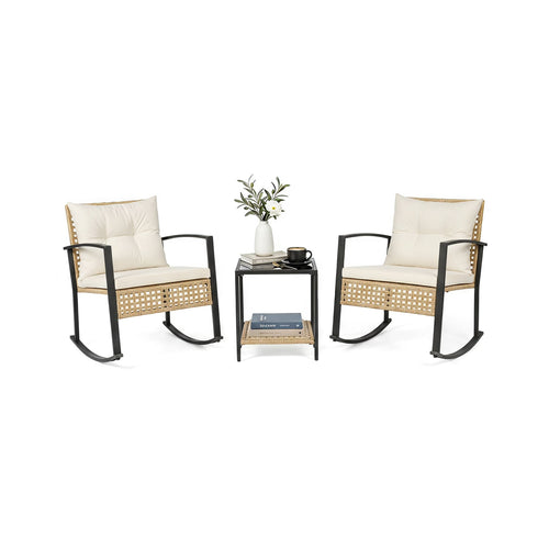 3-Piece Rattan Wicker Patio Conversation Set