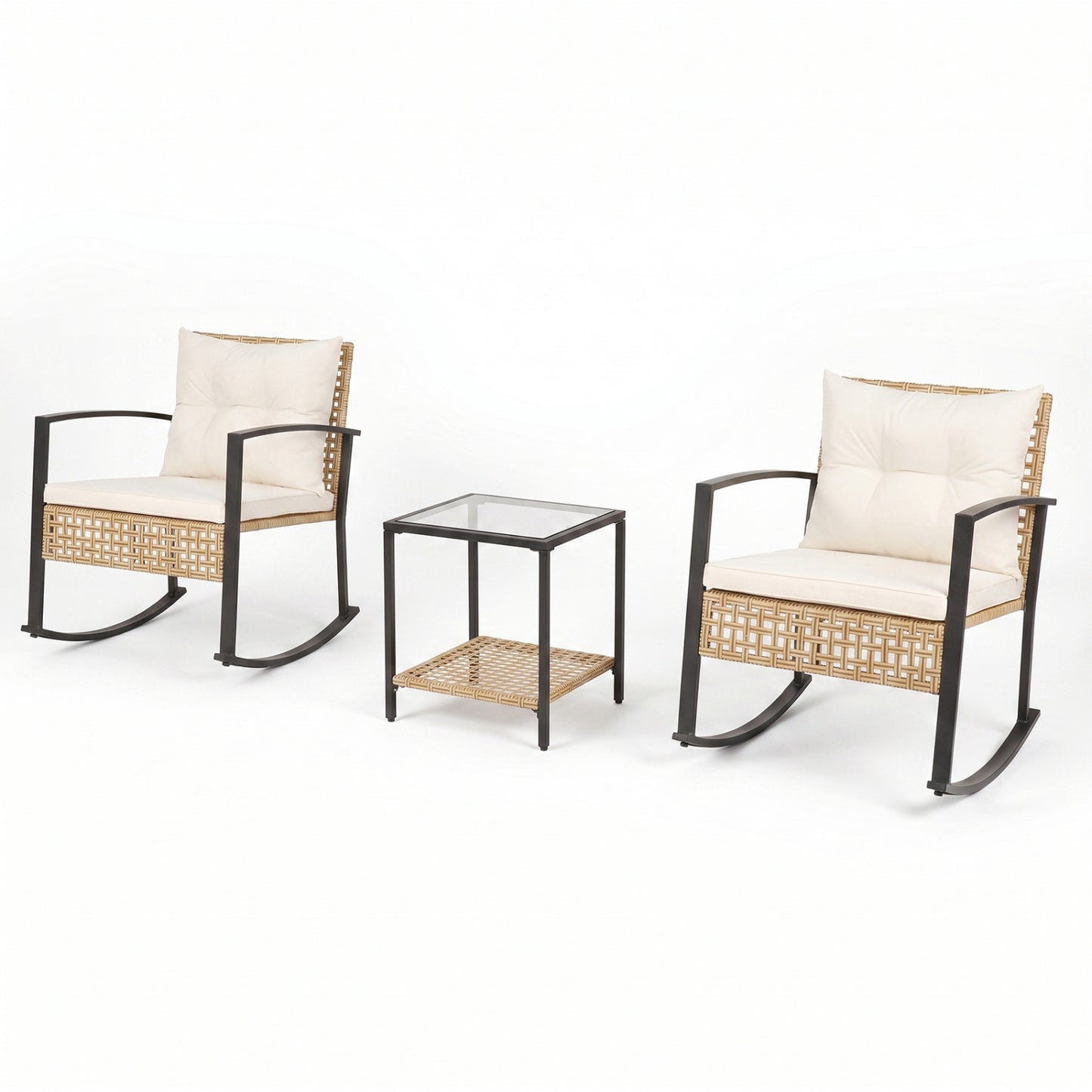 3-Piece Rattan Wicker Patio Conversation Set