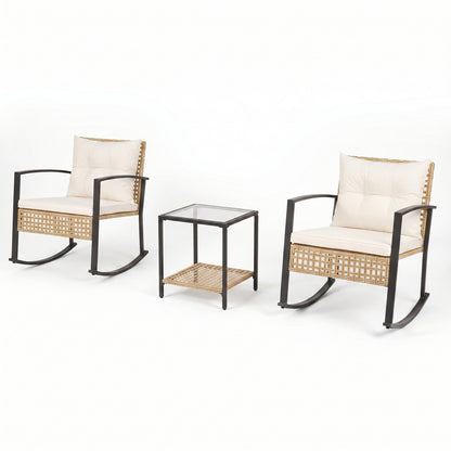 3-Piece Rattan Wicker Patio Conversation Set