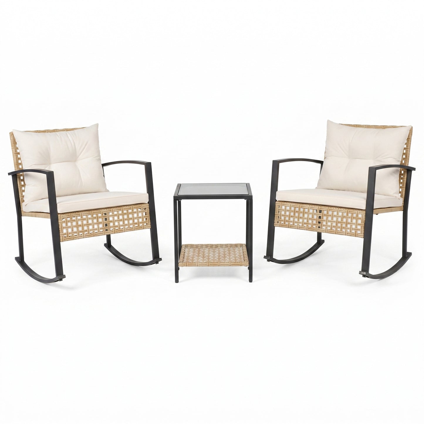 3-Piece Rattan Wicker Patio Conversation Set