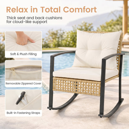 3-Piece Rattan Wicker Patio Conversation Set
