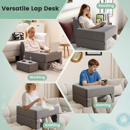 3-Piece Reading Pillow Set Extra Large Lap Desk with Coaster, Gray Bedding at Gallery Canada