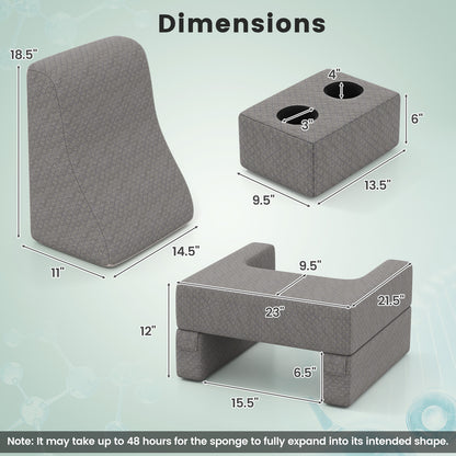 3-Piece Reading Pillow Set Extra Large Lap Desk with Coaster, Gray Bedding at Gallery Canada