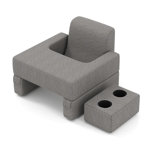 3-Piece Reading Pillow Set Extra Large Lap Desk with Coaster, Gray