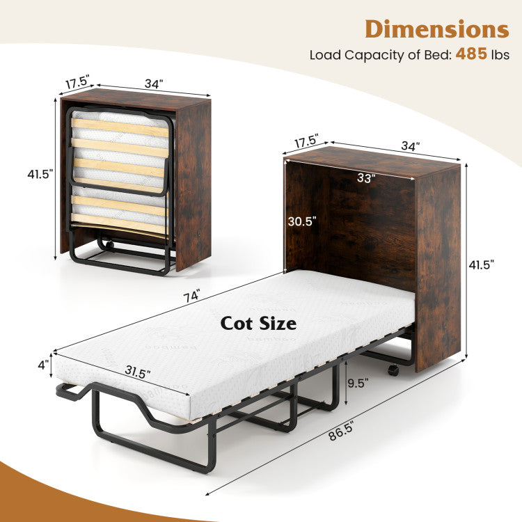 3-Piece Living Room Set, Teddy Sofa, Bookshelf, Foldable Murphy Bed Folding Beds at Gallery Canada