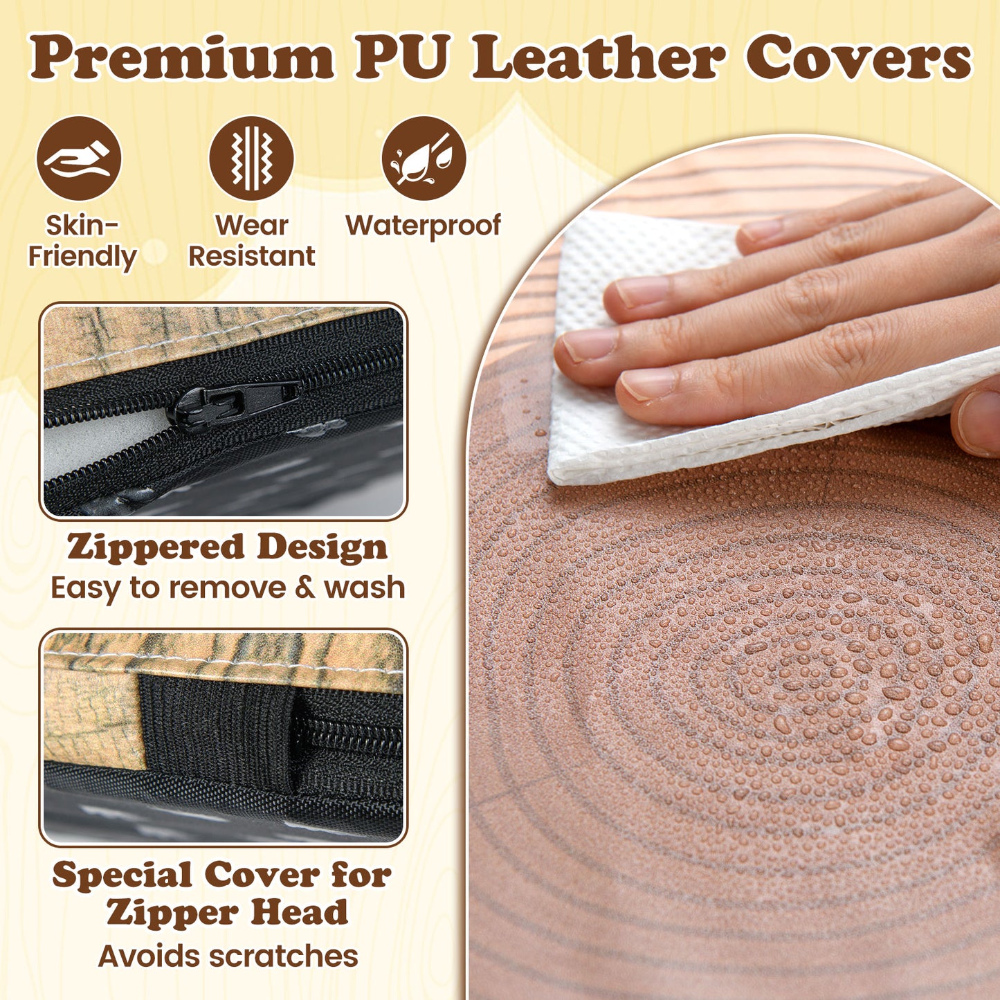 3-Piece Tree Stump Stool Set with Wood Printing Nature Decoration, Natural Kids Table & Chair Sets at Gallery Canada