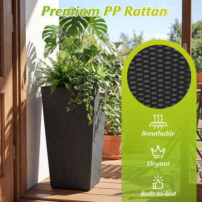 3-Piece Wicker Planters Tapered PP Rattan Plant Boxes with Plastic Flower Pots, Black Raised Garden Beds at Gallery Canada