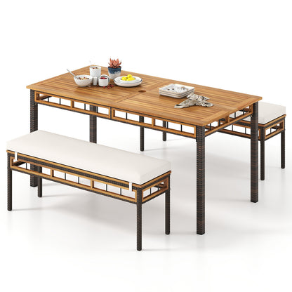 3 Pieces Acacia Wood Patio Dining Set for Deck and Backyard Patio Dining Sets Options at Gallery Canada