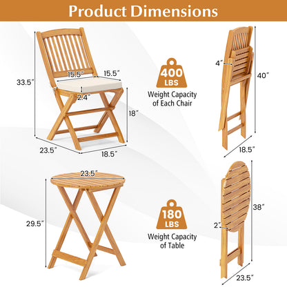 Acacia Wood Patio Folding Bistro Set, 3 Pieces, Beige Patio Conversation Sets at Gallery Canada