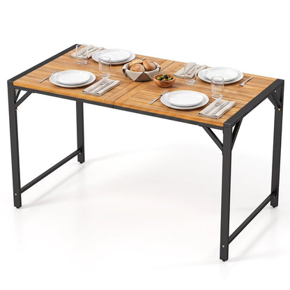 51" Acacia Wood Dining Table With Umbrella Hole Patio Dining Sets at Gallery Canada