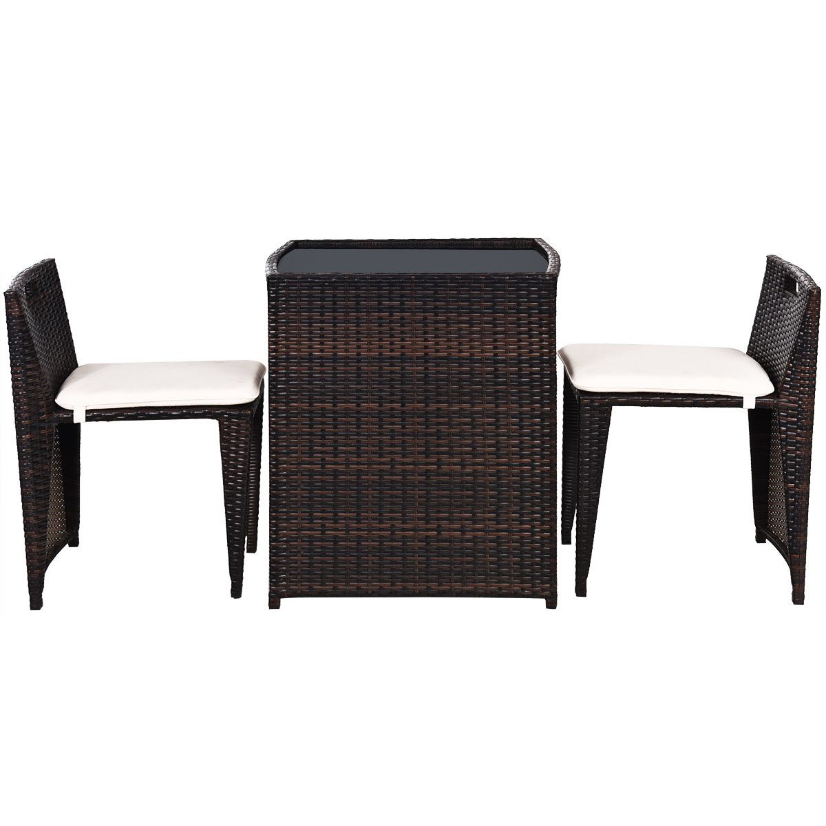 3 Piece Cushioned Outdoor Wicker Patio Set, No Assembly, Beige Patio Conversation Sets at Gallery Canada
