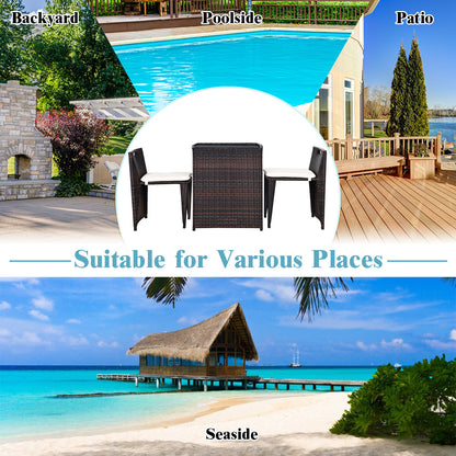 3 Piece Cushioned Outdoor Wicker Patio Set, No Assembly, Beige Patio Conversation Sets at Gallery Canada