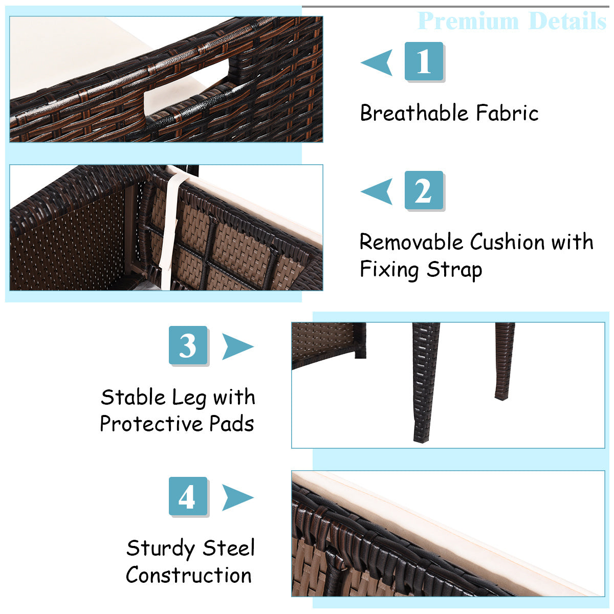 3 Piece Cushioned Outdoor Wicker Patio Set, No Assembly, Beige Patio Conversation Sets at Gallery Canada