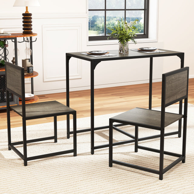 3 Pieces Dining Set Compact Table and 2 Chair with Metal Frame for Small Space, Oak Kitchen & Dining at Gallery Canada