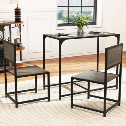 3 Pieces Dining Set Compact Table and 2 Chair with Metal Frame for Small Space, Oak Kitchen & Dining at Gallery Canada