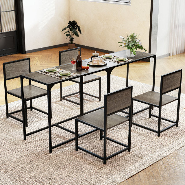 3 Pieces Dining Set Compact Table and 2 Chair with Metal Frame for Small Space, Oak Kitchen & Dining at Gallery Canada