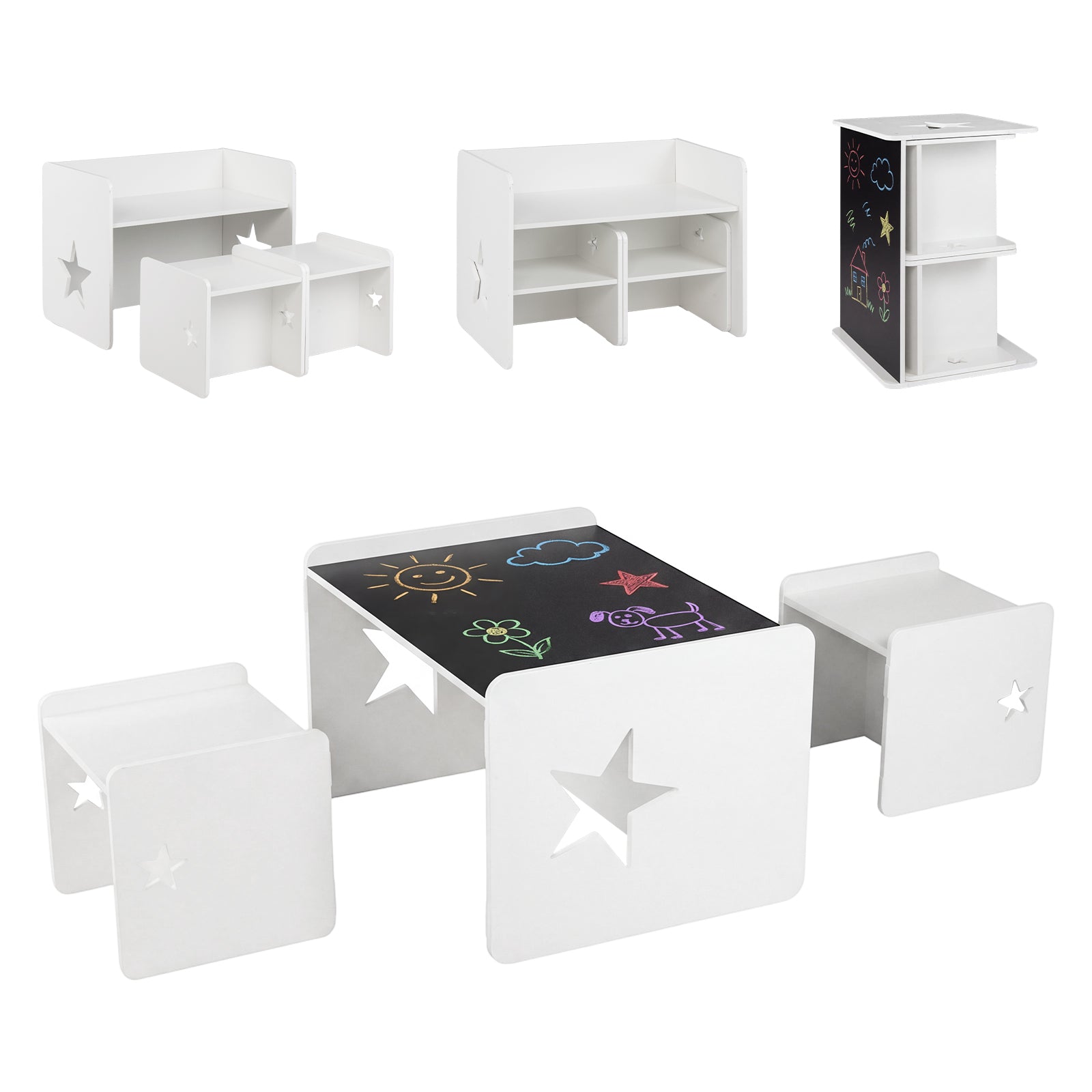 Kids Table And Chair Set, 3 Pieces, White Kids Table & Chair Sets White at Gallery Canada