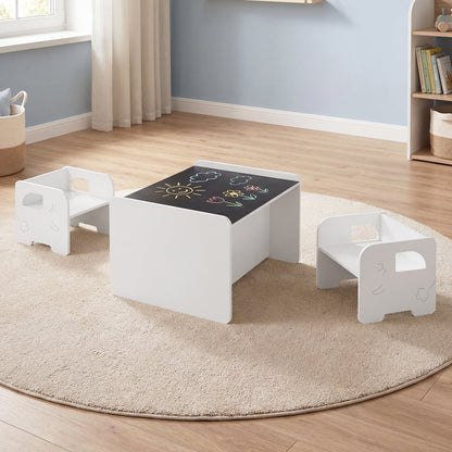 Kids Table And Chair Set, 3 Piece, Space Saving Toddler Table, White Kids Table & Chair Sets at Gallery Canada