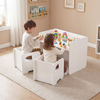 Kids Table And Chair Set, 3 Piece, Space Saving Toddler Table, White Kids Table & Chair Sets at Gallery Canada