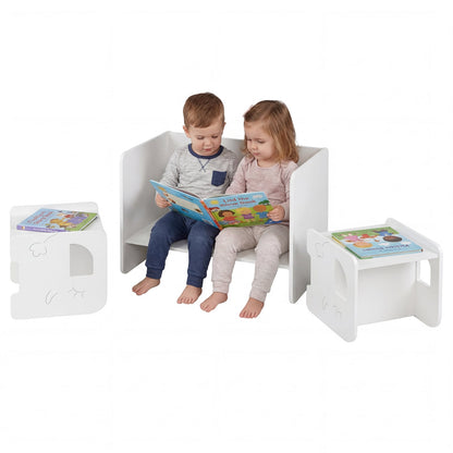Kids Table And Chair Set, 3 Piece, Space Saving Toddler Table, White Kids Table & Chair Sets at Gallery Canada