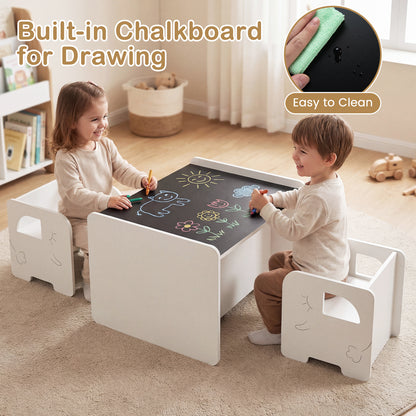 Kids Table And Chair Set, 3 Piece, Space Saving Toddler Table, White Kids Table & Chair Sets at Gallery Canada
