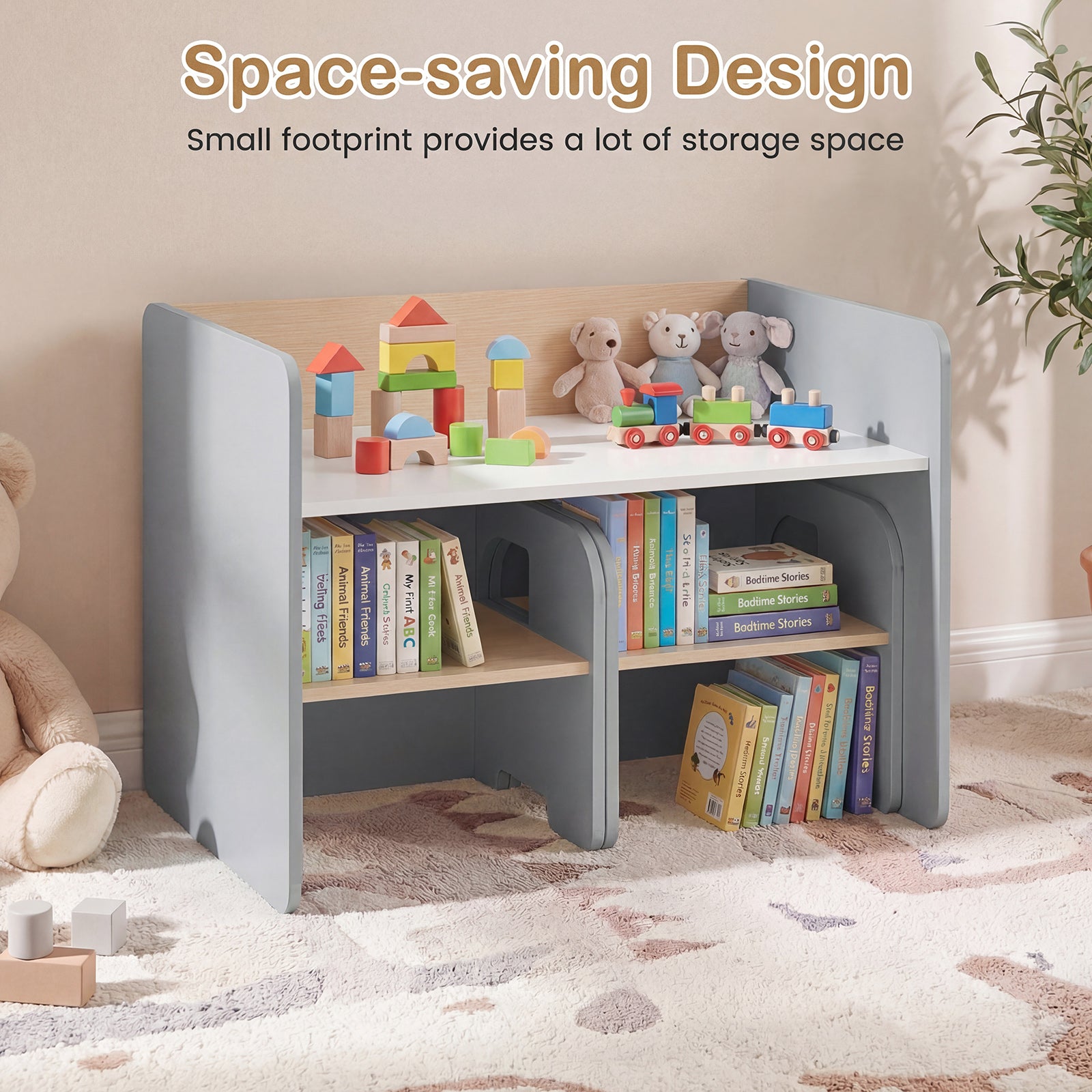 Kids Table And Chair Set, 3 Pieces, Space-Saving Toddler Table, Gray Kids Table & Chair Sets at Gallery Canada