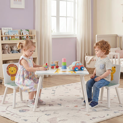 3-Piece Kids Table And Chairs Set, Animal Patterns, Ages 3-6