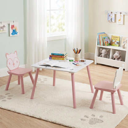 3-Piece Kids Table and Chairs Set, Animal Pattern