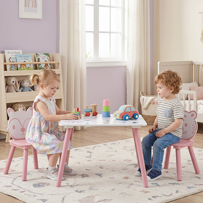 3-Piece Kids Table and Chairs Set, Animal Pattern
