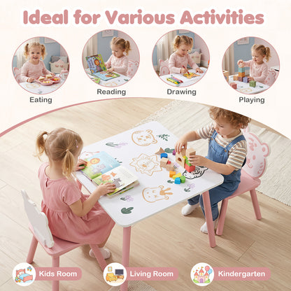 3-Piece Kids Table and Chairs Set, Animal Pattern