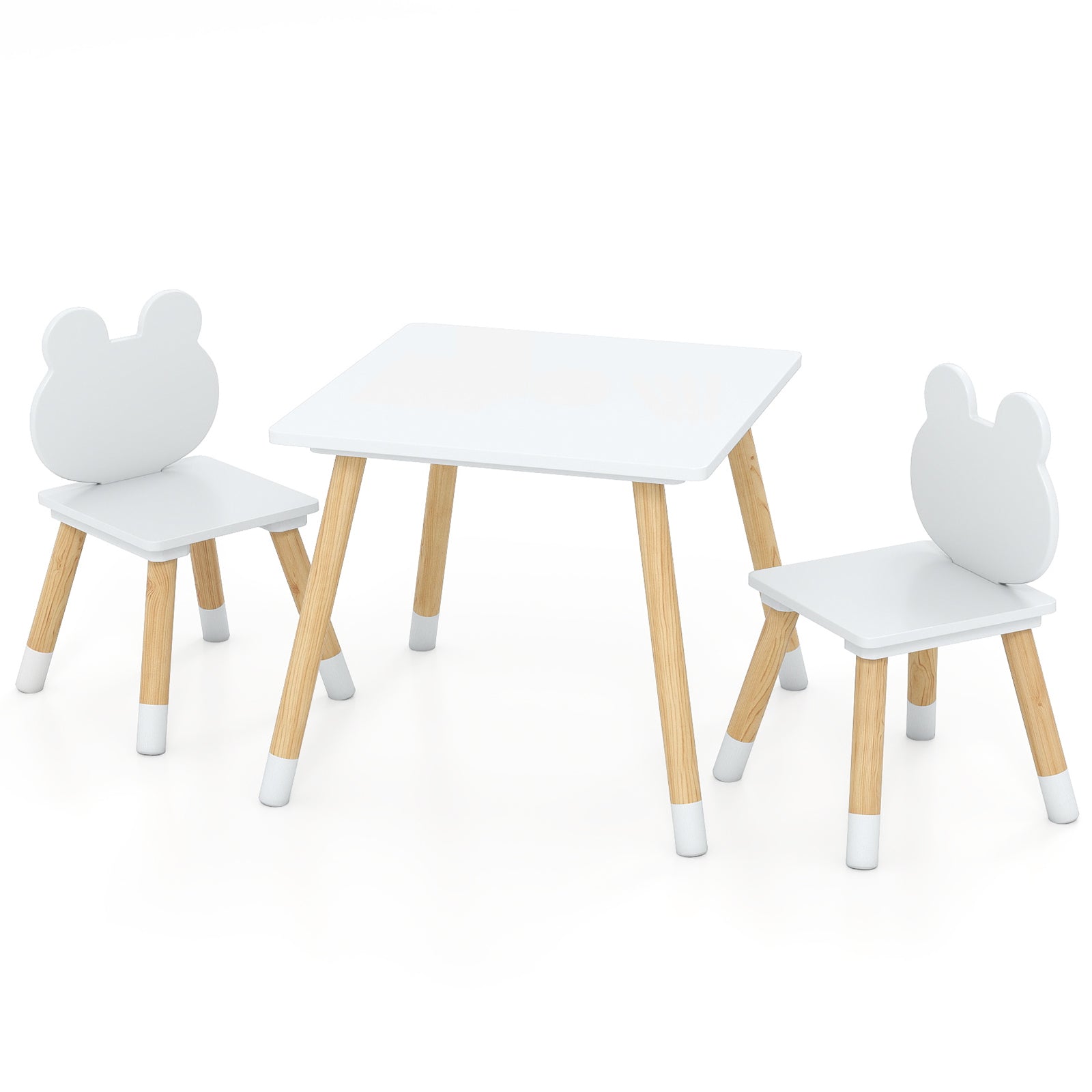 Kids Wooden Table And Chair Set, 3 Pieces, Froggy Design, White Kids Table & Chair Sets at Gallery Canada