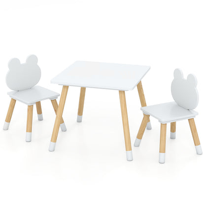 Kids Wooden Table And Chair Set, 3 Pieces, Froggy Design, White Kids Table & Chair Sets at Gallery Canada