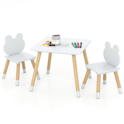 Kids Wooden Table And Chair Set, 3 Pieces, Froggy Design, White Kids Table & Chair Sets White at Gallery Canada
