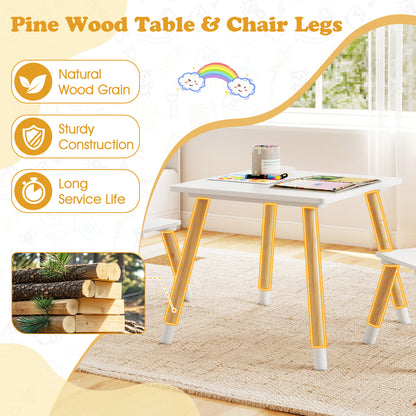 Kids Wooden Table And Chair Set, 3 Pieces, Froggy Design, White Kids Table & Chair Sets at Gallery Canada