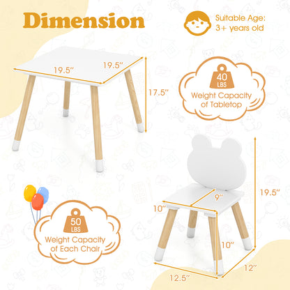 Kids Wooden Table And Chair Set, 3 Pieces, Froggy Design, White Kids Table & Chair Sets at Gallery Canada