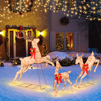 Lighted Christmas Reindeer Family Set, 3 Pieces, 255 Lights, Golden Christmas at Gallery Canada